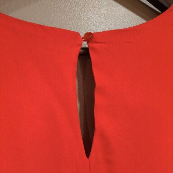 Ophelia Roe Women's Large Red Ivory Colorblock Sleeveless Shift Dress - Picture 6 of 11